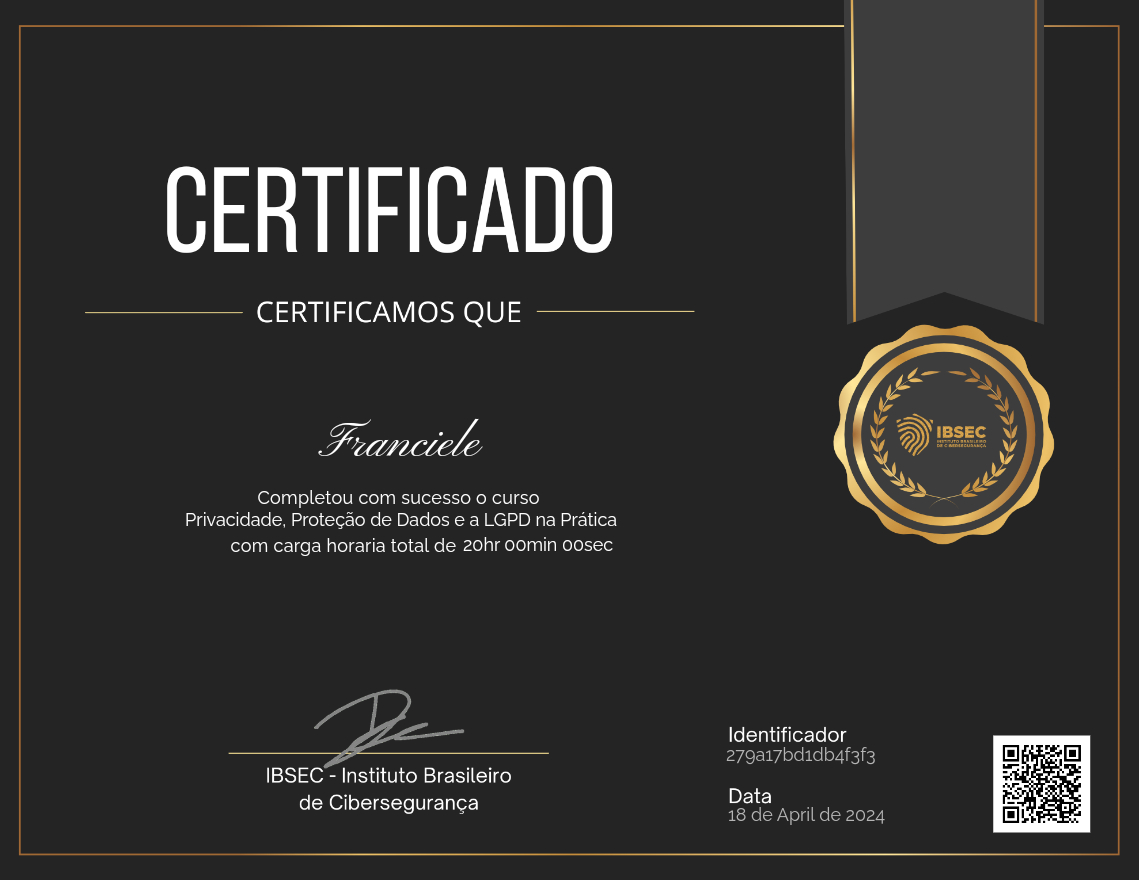 Certificado Privacidade, Proteção de Dados e a LGPD na Prática