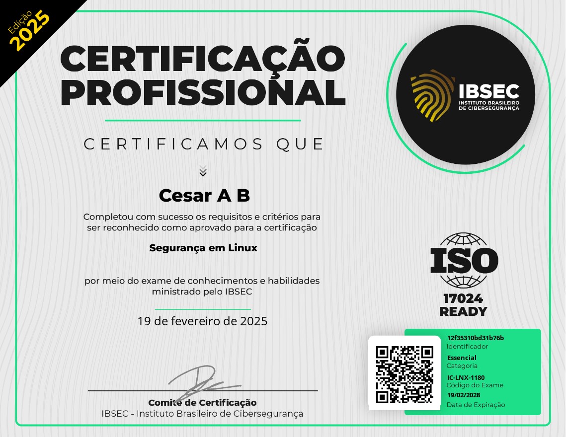 Certificado Segurança em Linux