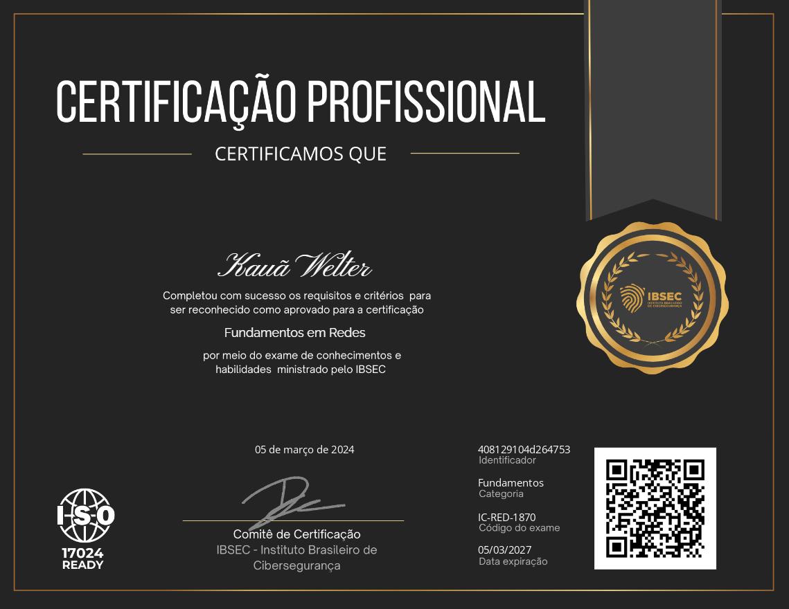 Certificado Fundamentos em Redes