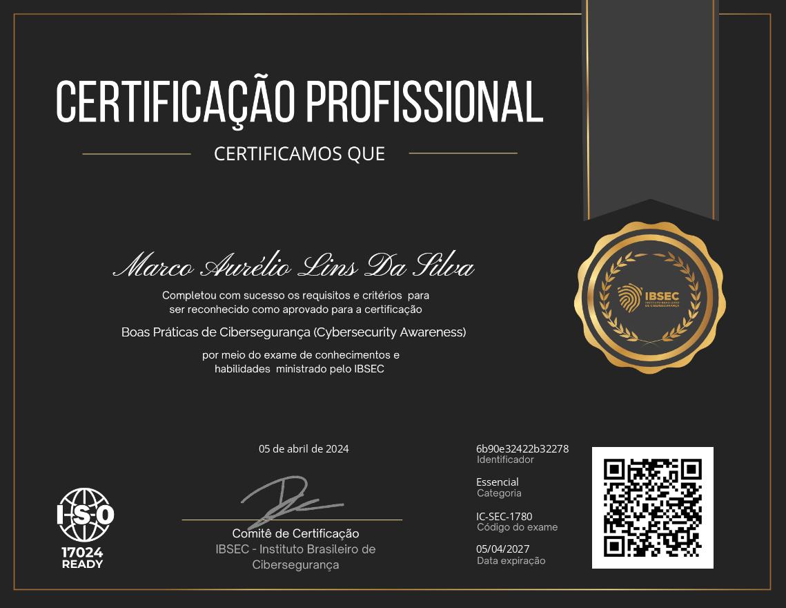 Certificado Boas Práticas de Cibersegurança (Cybersecurity Awareness)