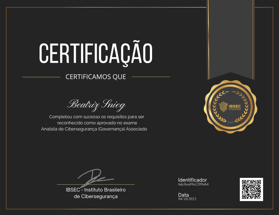 Certificado Analista de Cibersegurança (Governança)