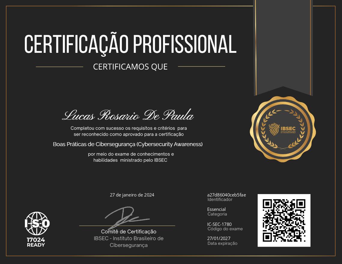 Certificado Boas Práticas de Cibersegurança (Cybersecurity Awareness)