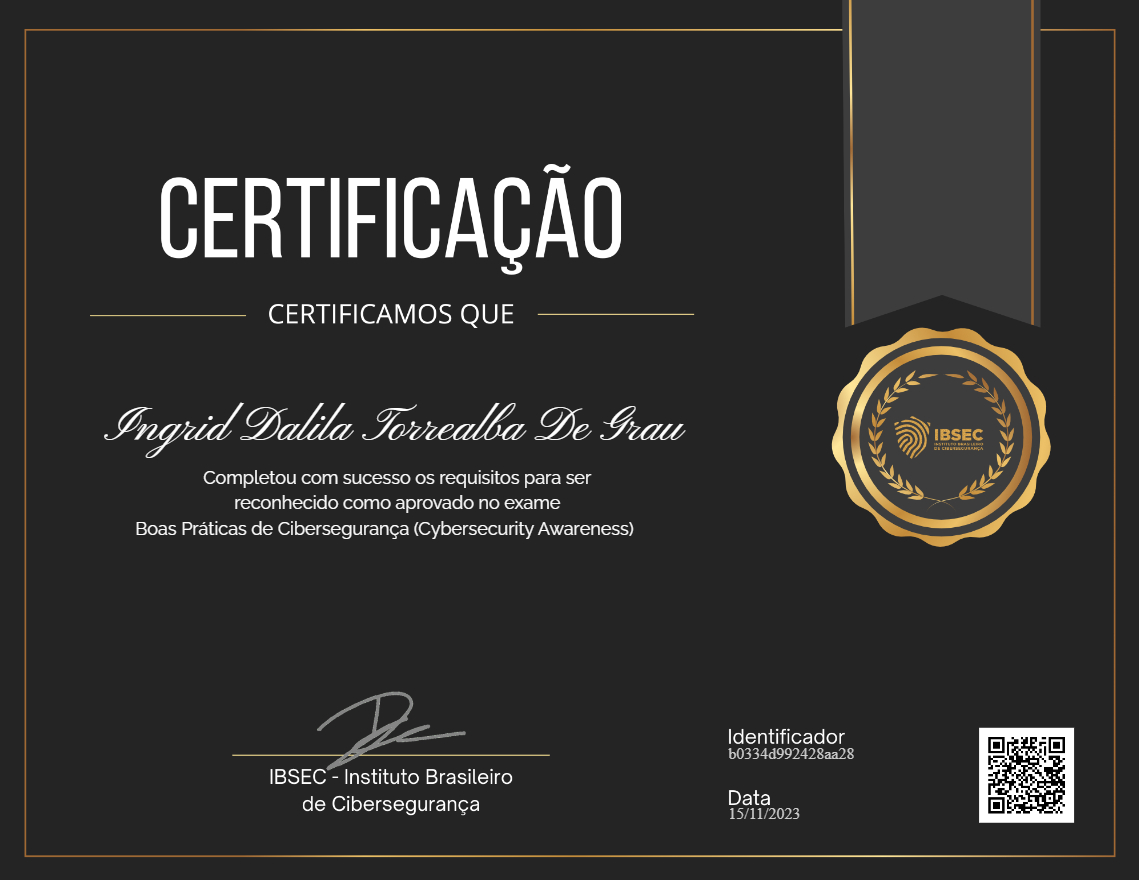 Certificado Boas Práticas de Cibersegurança (Cybersecurity Awareness)