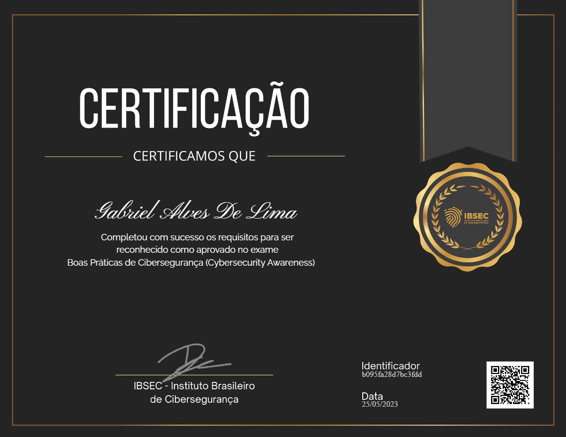 Certificado Boas Práticas de Cibersegurança (Cybersecurity Awareness)