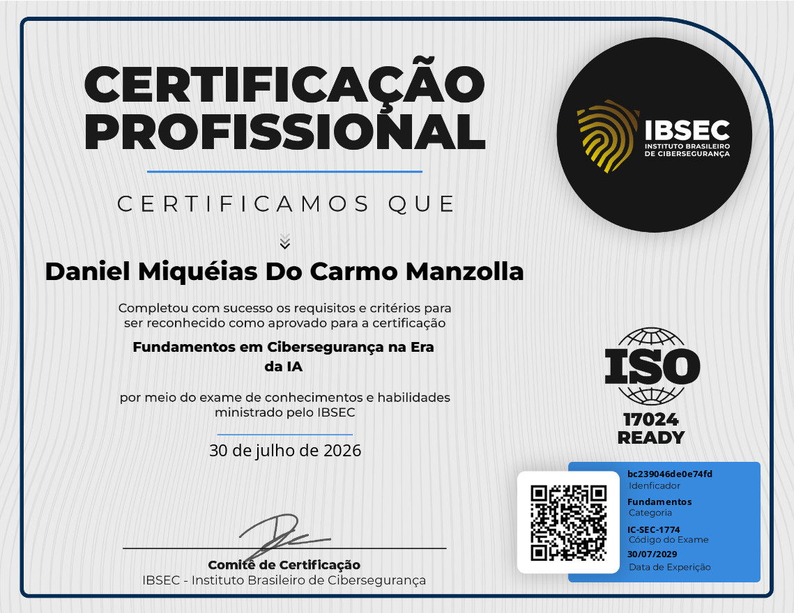 Certificado Fundamentos em Cibersegurança na Era da IA