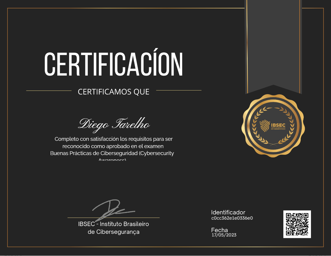 Certificado Buenas Prácticas de Ciberseguridad (Cybersecurity Awareness)