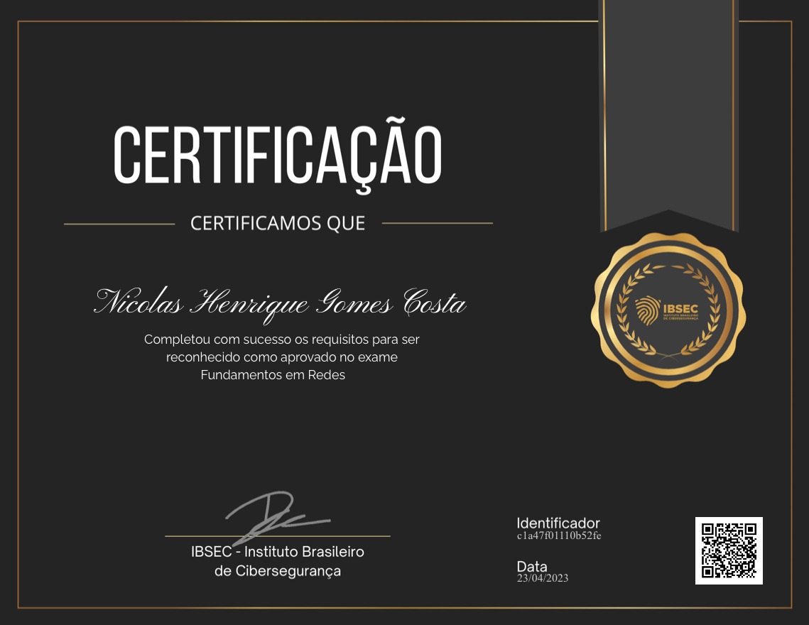 Certificado Fundamentos em Redes