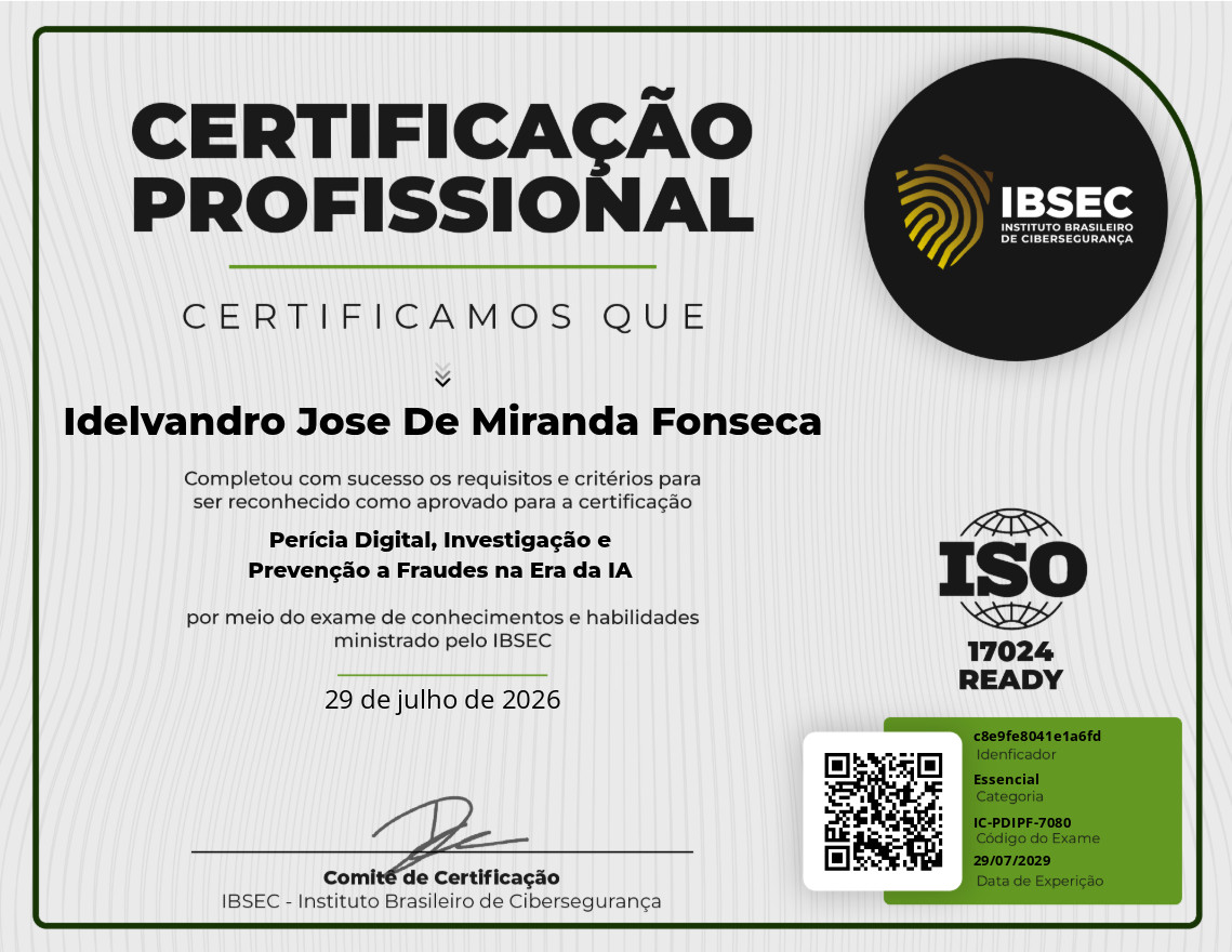 Certificado Perícia Digital, Investigação e Prevenção a Fraudes na Era da IA