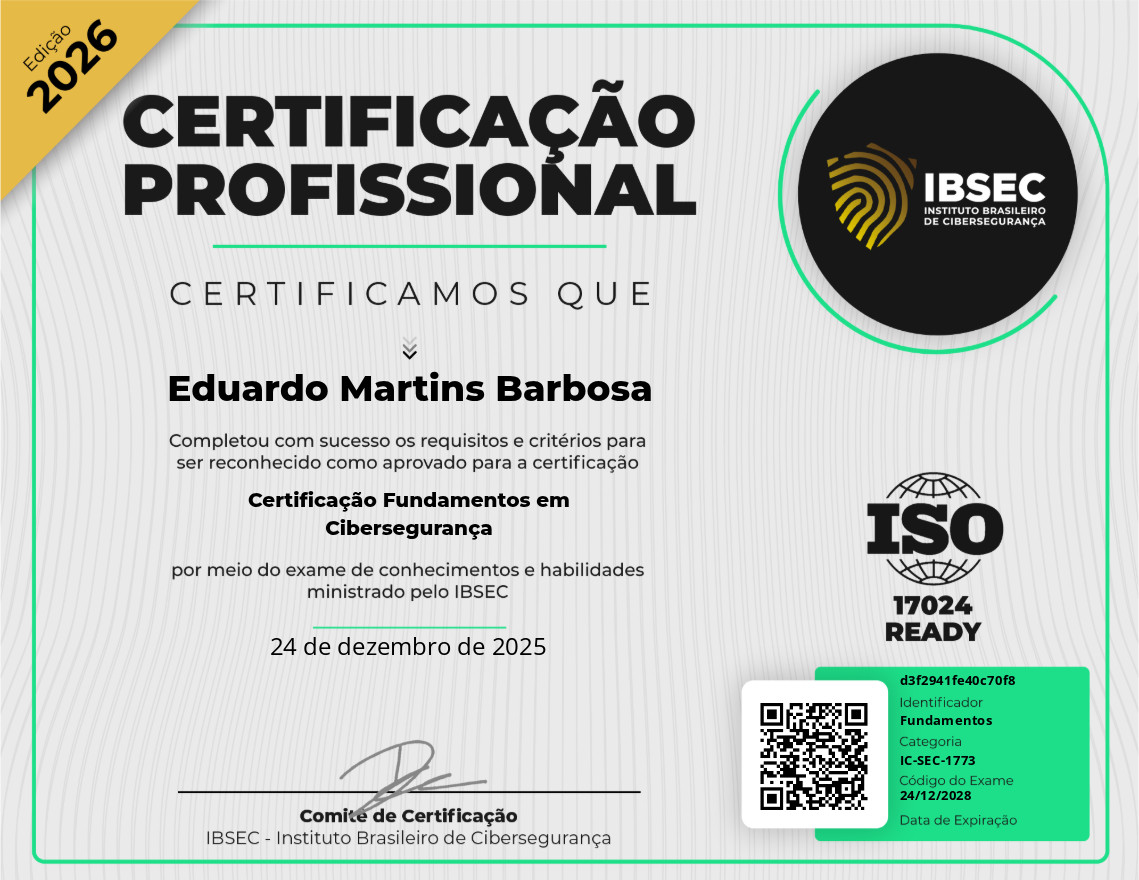 Certificado Fundamentos em Cibersegurança