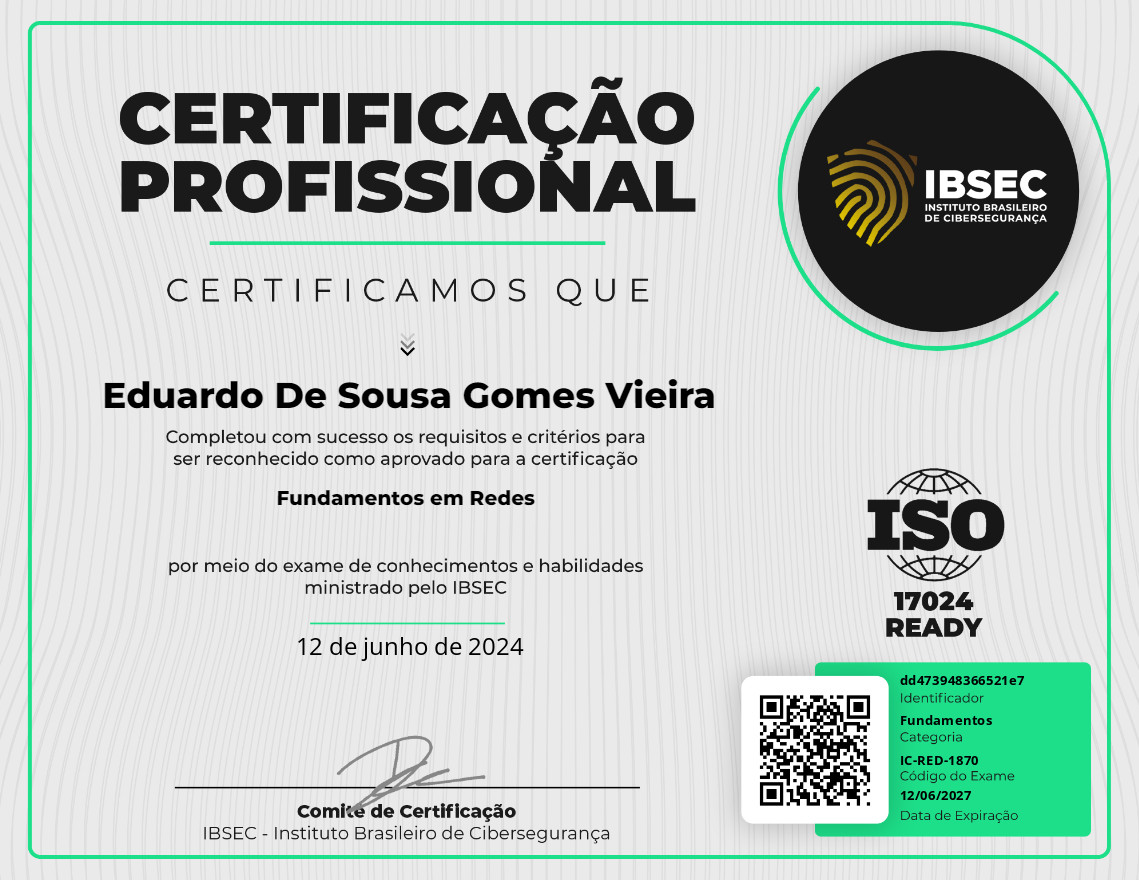 Certificado Fundamentos em Redes