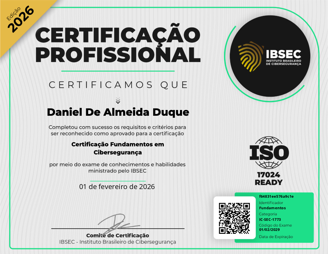 Certificado Fundamentos em Cibersegurança